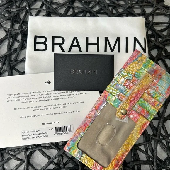 Brahmin Med Asher Buttercup Melbourne Tote & Credit Card Wallet MSRP $390